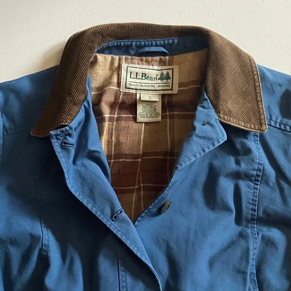 Vintage 90s Blue LL Bean Flannel Lined Barn Jacket Size S